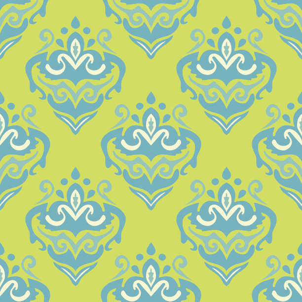 大马士革花矢量无缝背景图片下载