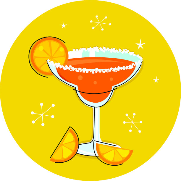 复古玛格丽塔饮料或鸡尾酒与柑橘类水果-橙图片下载