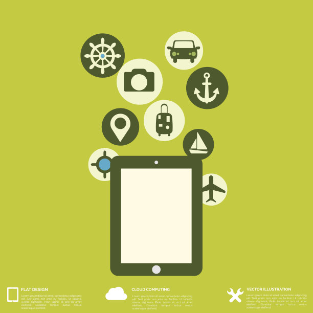 抽象的旅行背景与平面的网页图标图片下载