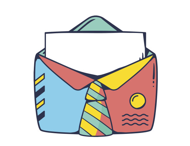 矢量插图的红色和蓝色开放信封与领带图片下载