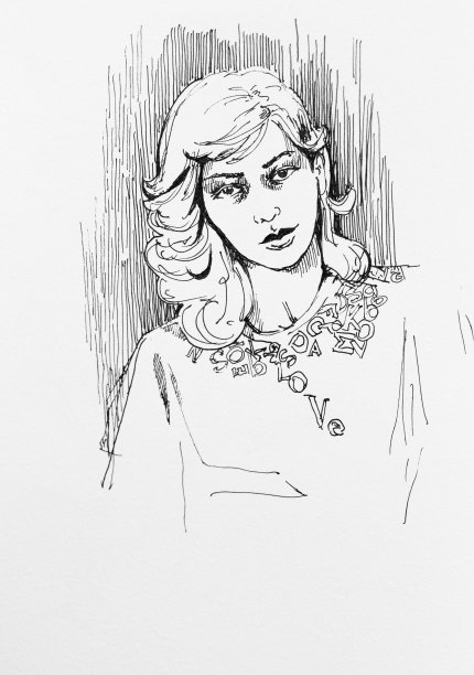 水墨画女性肖像素材图片