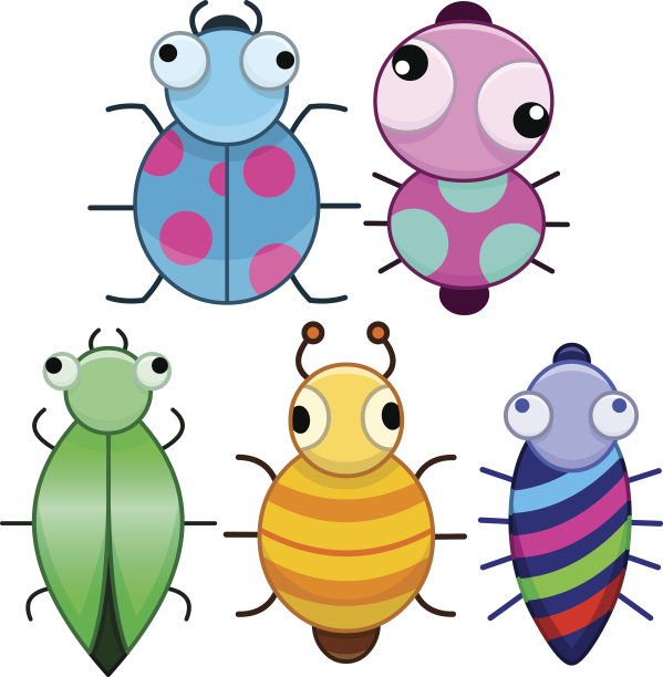 有趣的彩色可爱的小虫子图片下载