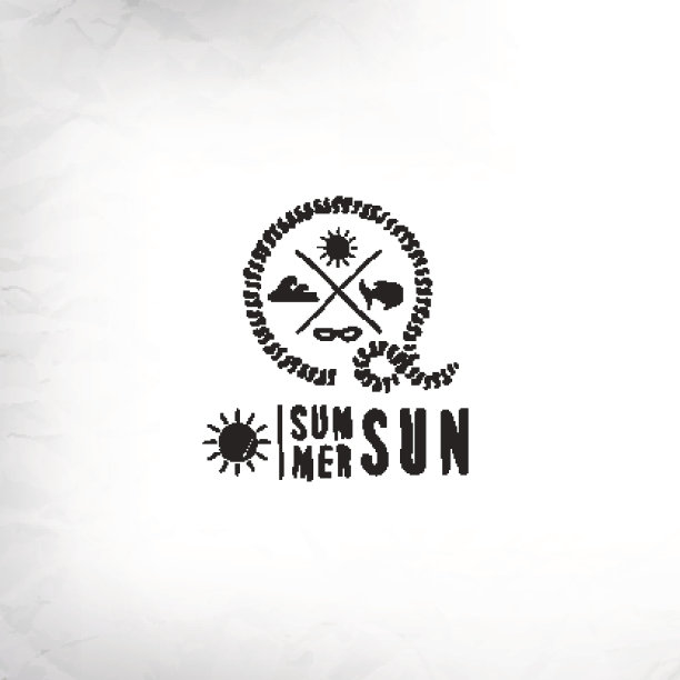 复古的夏季标签涂鸦素描风格，复古的书法设计卡图片下载