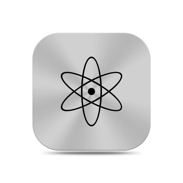 银色按钮与核图标隔离图片下载