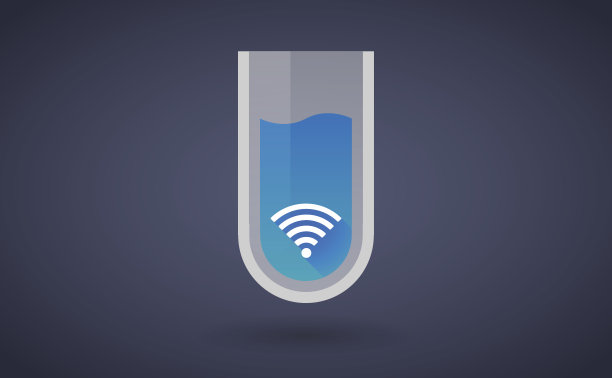 蓝色化学试管图标，带有无线电信号图片下载