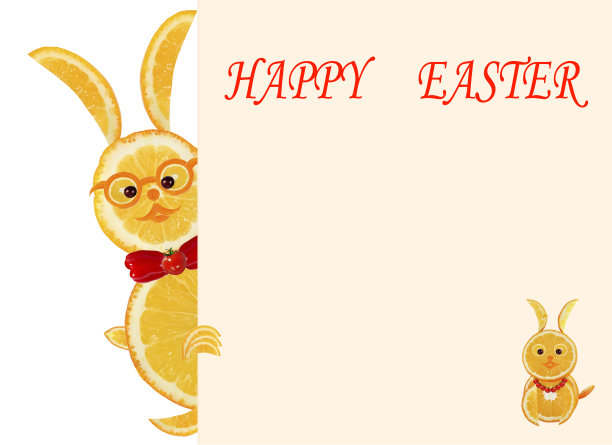 创新食品的概念。带文字的黄色小兔子图片下载