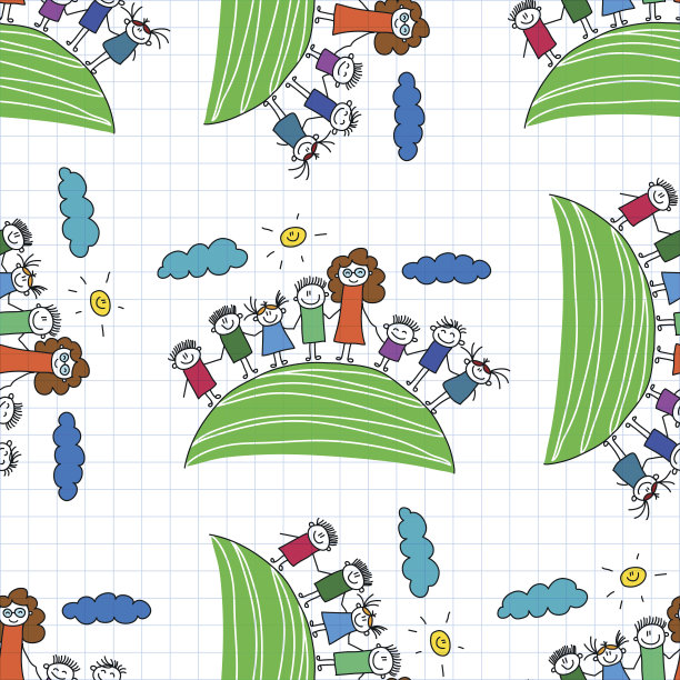 向量无缝模式。孩子，学校和教育图片下载