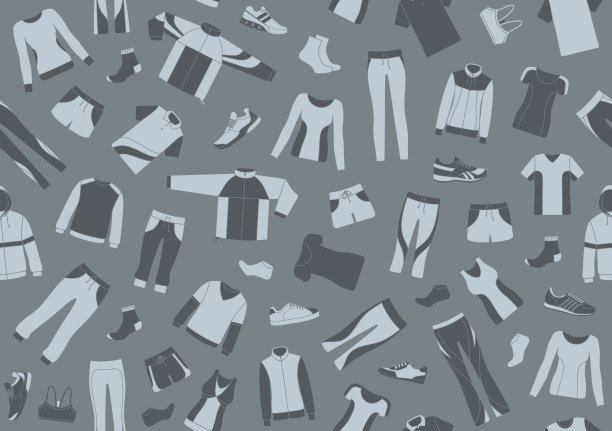 无缝模式与运动服和运动鞋图片下载