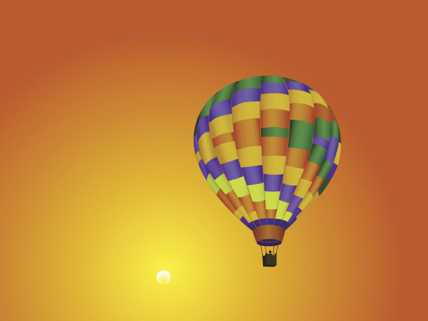 夕阳中的热气球图片下载