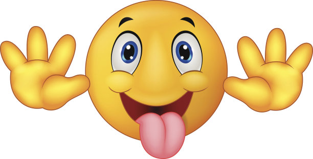 顽皮的卡通表情笑脸开玩笑地伸出舌头图片下载