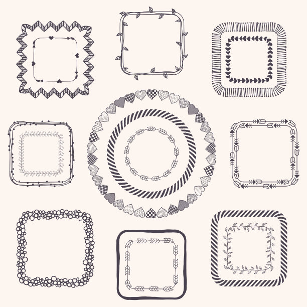 Handsketched涂鸦帧。设计元素图片下载