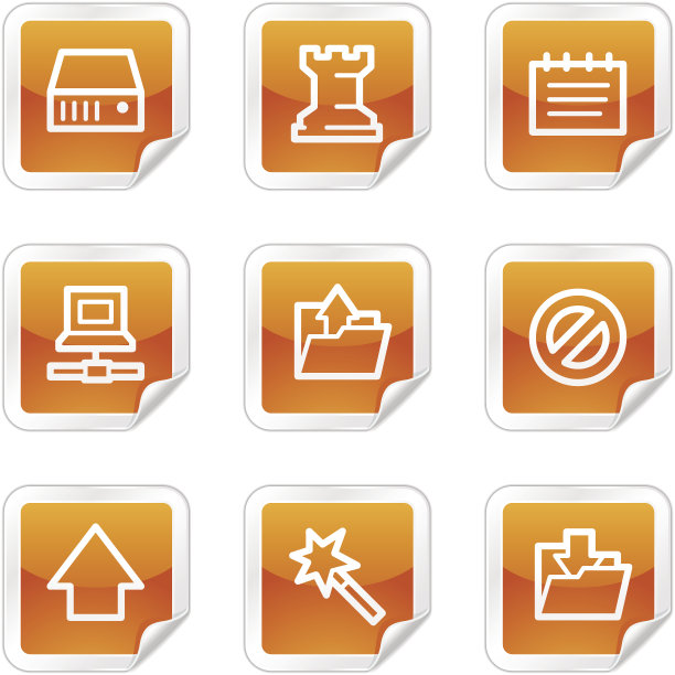 数据网页图标，橙色光滑贴纸系列图片下载