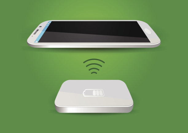 无线电池充电器和智能手机或平板电脑-矢量插图图片下载