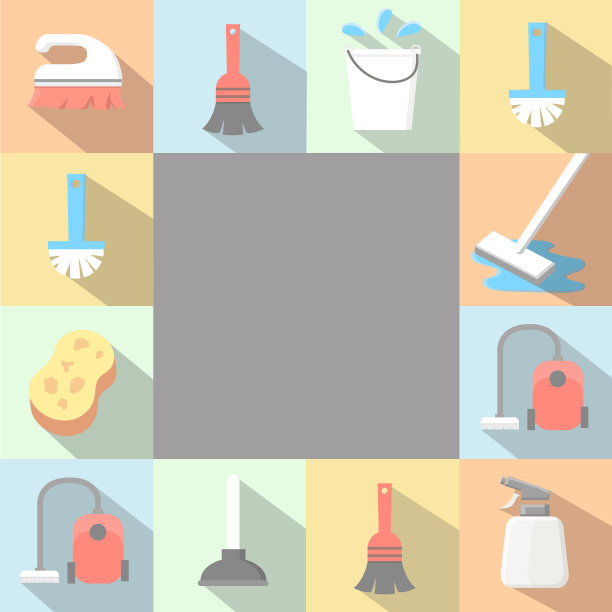 应用程序清洁图标设置在平面风格与长阴影图片下载