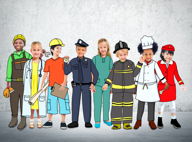 孩子梦想工作多元化职业理念图片下载