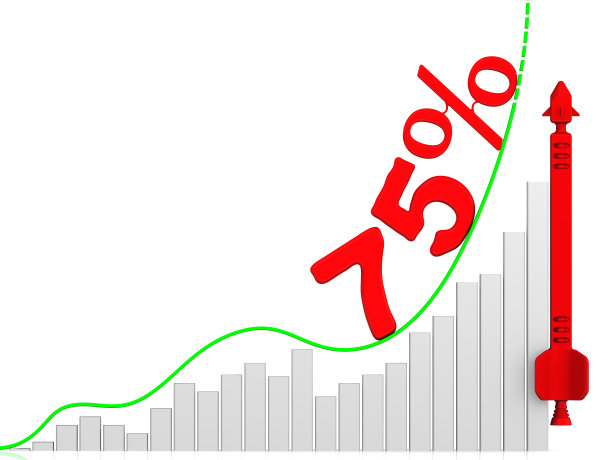 快速增长的图表。75%的增长图片下载