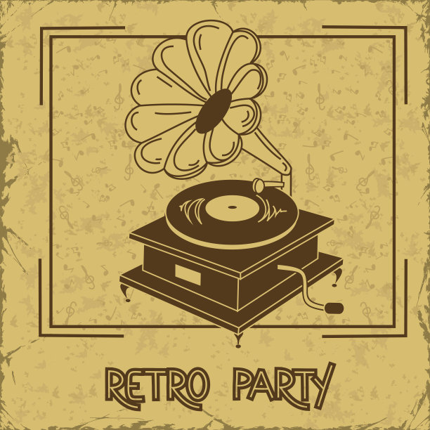 邀请参加留声机复古派对图片下载