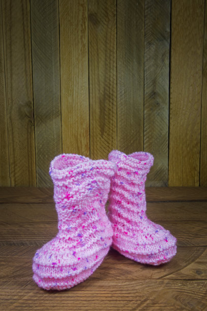 粉红色针织婴儿袜图片下载