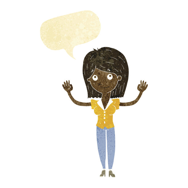 卡通女子举着泡泡说话的手图片下载