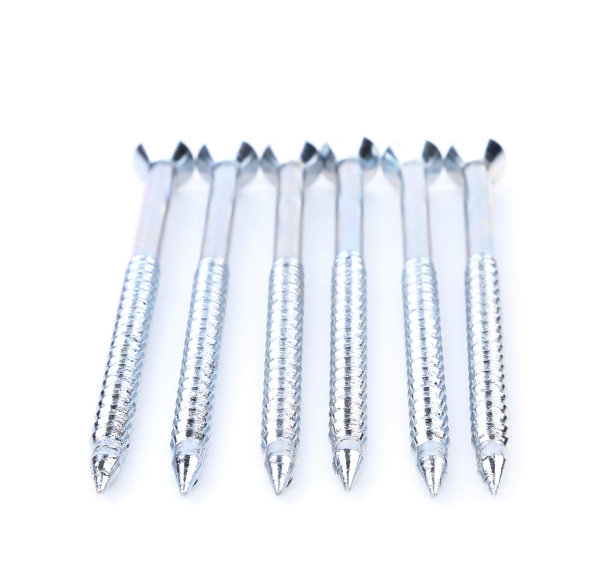 在白色背景上隔离的螺钉排图片下载