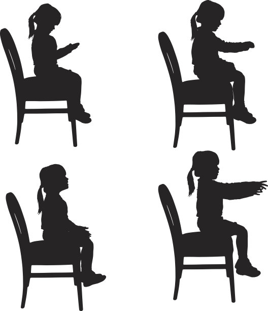 一个小女孩的矢量剪影。图片下载