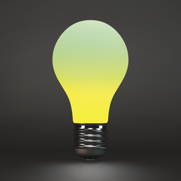 灯泡创意符号3D矢量图图片下载