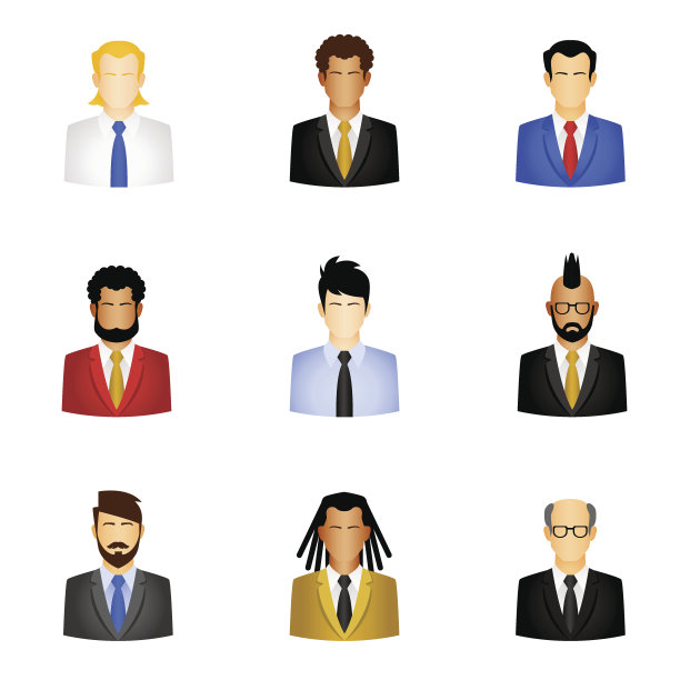 一组商业人士的图标图片下载