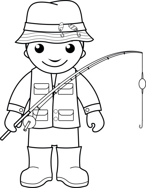 渔民-着色页的孩子图片下载