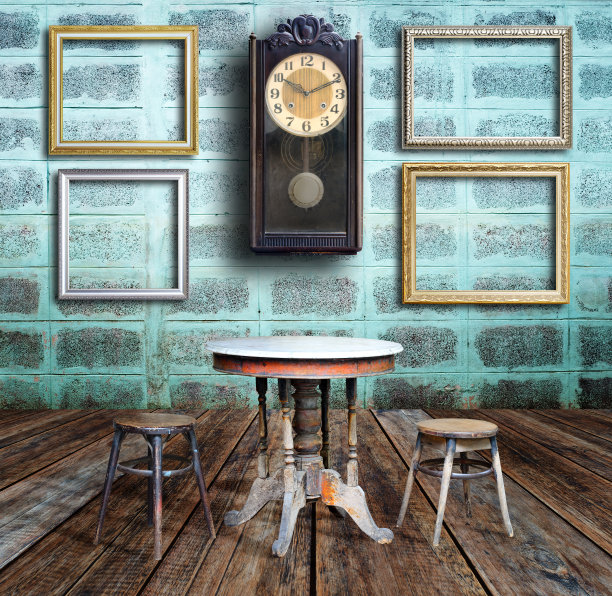 旧钟和相框图片下载