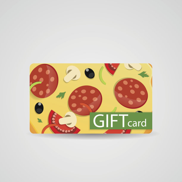 抽象美丽的披萨礼品卡设计，矢量插图图片下载