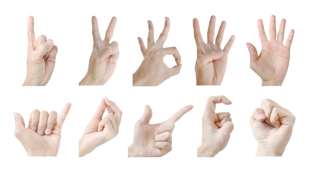 手势数孤立在白色背景图片下载