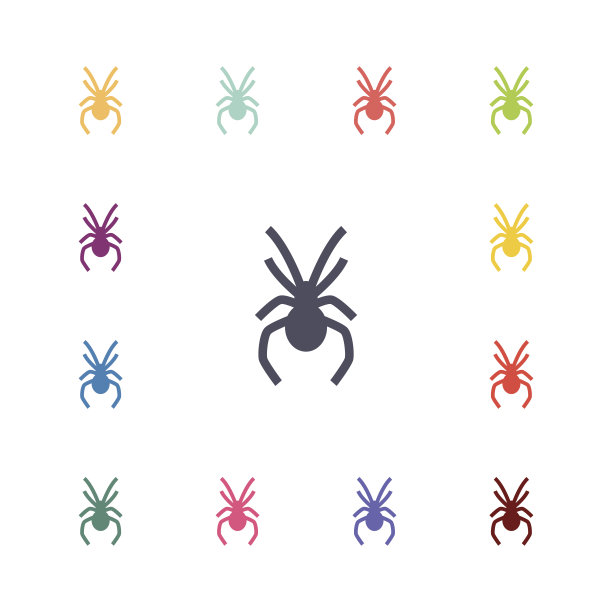 蜘蛛平面图标集图片下载