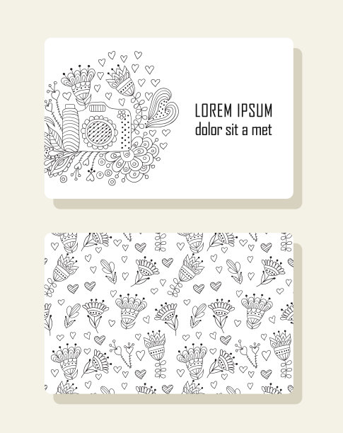 卡片与手绘花卉元素和照片相机图片下载