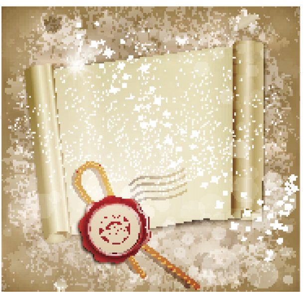 有圣诞老人蜡印的新年卷轴图片下载