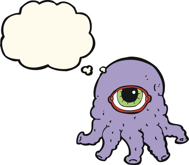 卡通外星人头与思想泡泡图片下载
