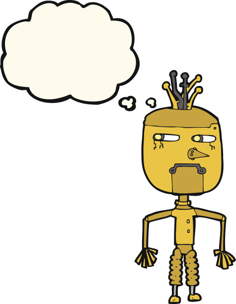 卡通机器人与思想泡泡图片下载