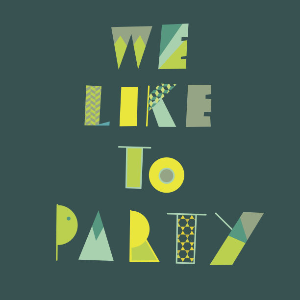 我们喜欢聚会可爱矢量字海报图片下载