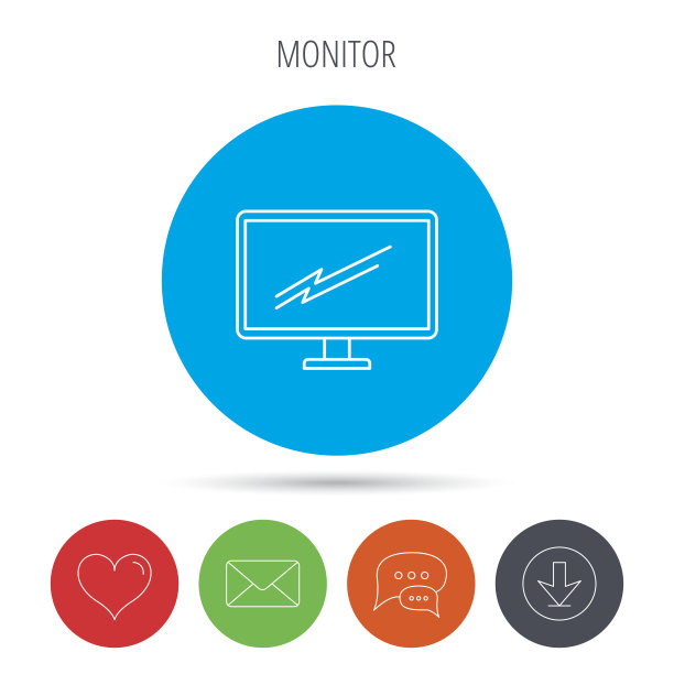 电脑显示器图标。导致电视信号。图片下载