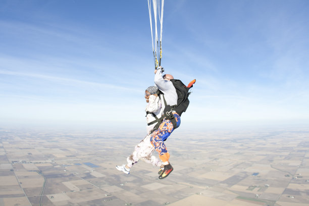 版权免费股票照片:快乐的女人跳伞图片下载