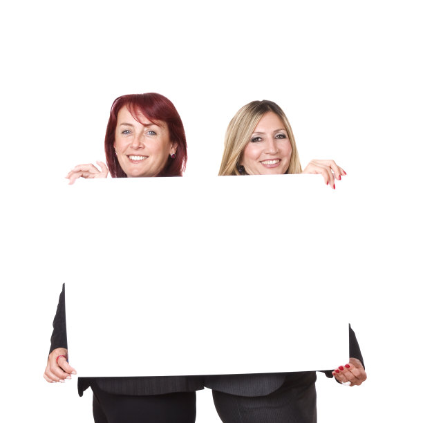 高举标语的快乐女商人图片下载