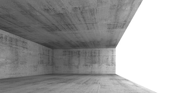 混凝土内部，白色窗户开放，3d图片下载