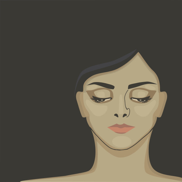 年轻，悲伤的女人与黑暗的听图片下载