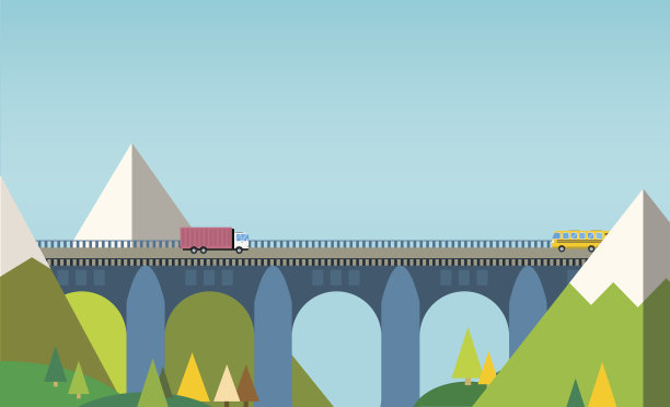 山桥景观向量图片下载