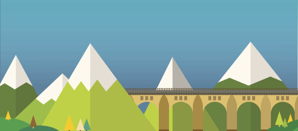 山桥景观向量图片下载