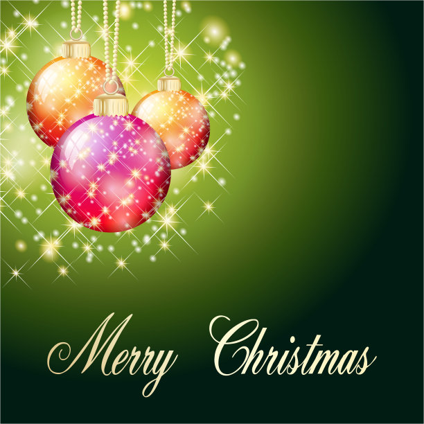 绿色圣诞球卡片图片下载