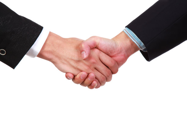 商业人士在白色背景下握手的裁剪图像图片下载