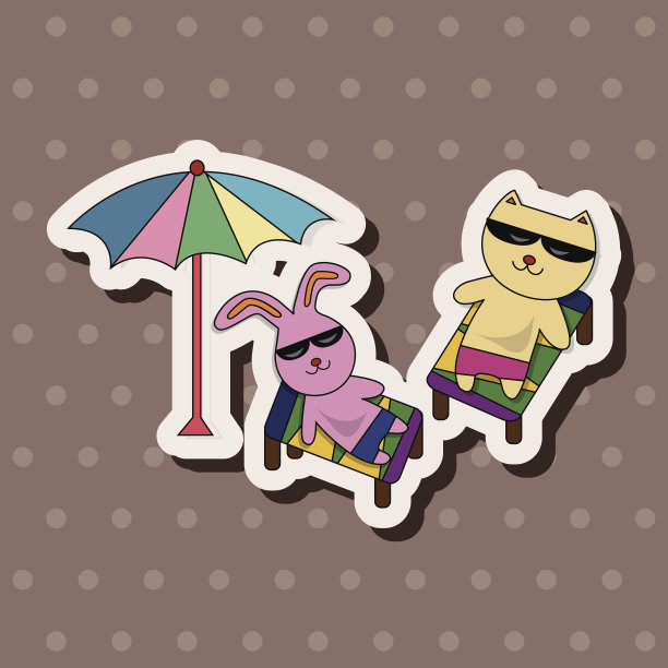 动物夏季卡通主题元素图片下载