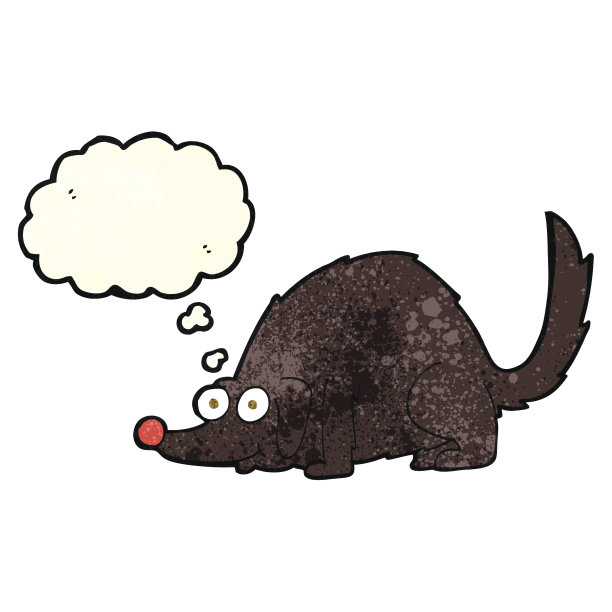 卡通快乐的狗与思想泡泡图片下载