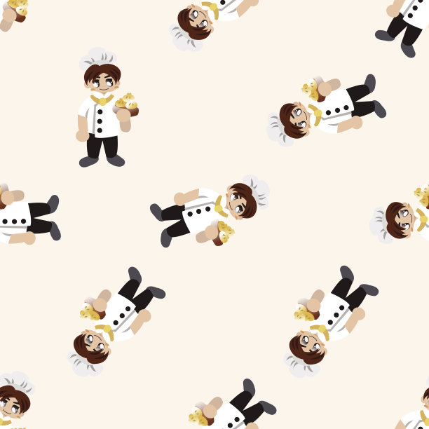 厨师，卡通无缝图案背景图片下载
