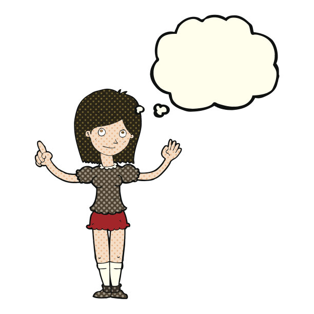 卡通女人用思想泡泡解释思想图片下载